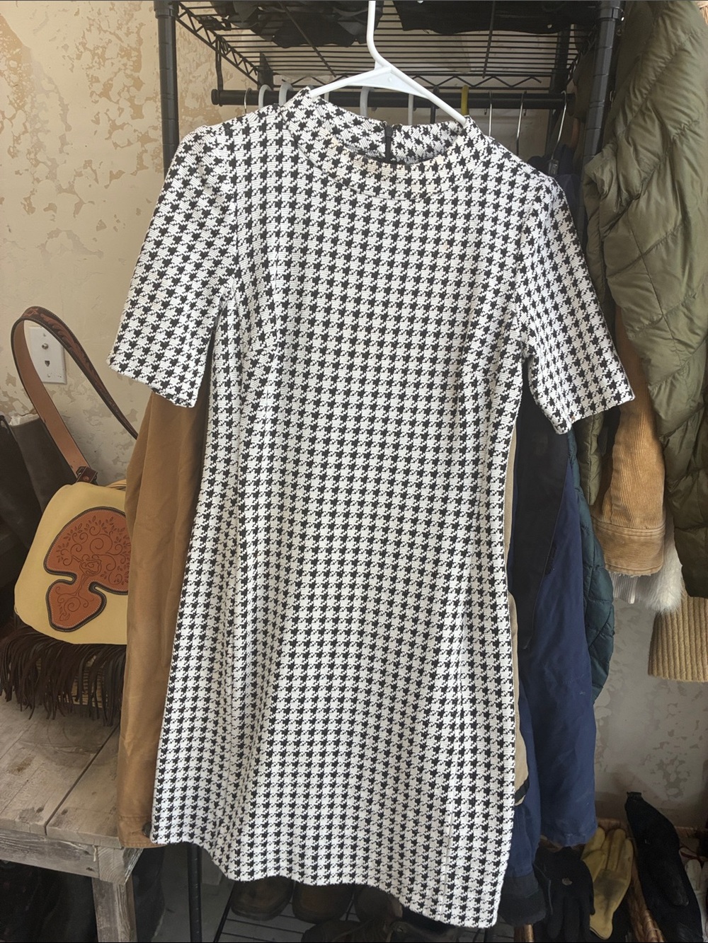 American Living Black and White Houndstooth Midi Dress
